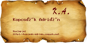 Kopcsák Adrián névjegykártya
