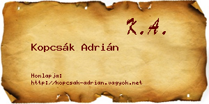 Kopcsák Adrián névjegykártya